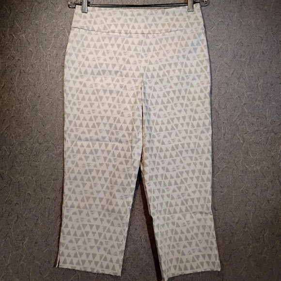 Denver  Hayes "Janet" Stretch Capri Pants Cream and Gray NWOT in Size 8 - Picture 1 of 12